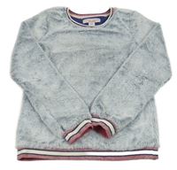 Modrá melírovaná chlupatá podšitá mikina s pruhy