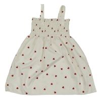 Biele šušťákové žabičkové šaty so srdiečkami