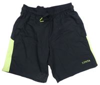 Čierno-limetkové športové kraťasy Decathlon
