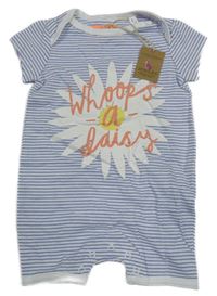 Nové - Bílo-modrý pruhovaný kraťasový overal s květem Joules