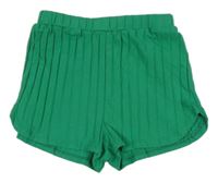 Zelené rebrované bavlnené kraťasy Shein