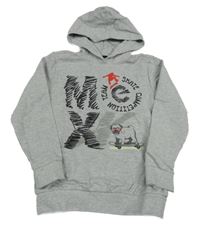 Sivá melírovaná mikina s nápisom a kapucňou Mexx