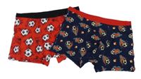 2x Tmavomodré - červené boxerky s fotbalovými míči Shein 