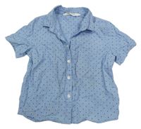 Modrá košile riflového vzhledu s bodkami H&M