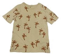 Béžové tričko s palmami H&M