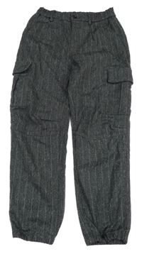 Šedo-bílé pruhované cargo cuff rifle H&M