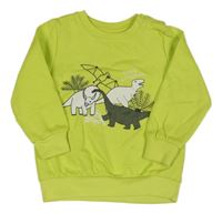 Limetková mikina s dinosaurami Lupilu