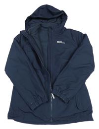 3v1 - Tmavomodrá šusťáková celoroční bunda s kapucí Jack Wolfskin
