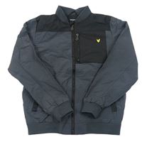 Tmavošedo-černý kostkovaný šusťákový jarní bomber Lyle&Scott