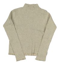 Smetanovo-šedý melírovaný žebrovaný crop rolák MANGO