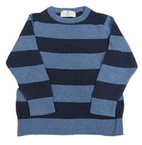 Modro-tmavomodrý pruhovaný melírovaný sveter H&M
