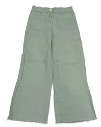 Světleolivovošedé wide leg crop rifle YIGGA