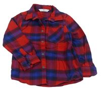 Červeno-tmavomodro-modro-fialová kockovaná košeľa M&S