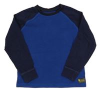 Safírovo-tmavomodré žebrované mikinotriko s nášivkou Next