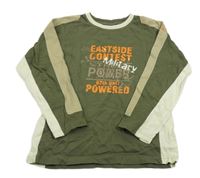 Kaki-béžovo-smotanové tričko s nápismi hot+spicy