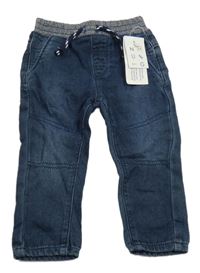 Nové - tmavomodré teplákové rifle s úpletovým pasom NUTMEG