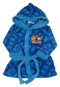 Tmavomodro-modrý plyšový župan s PAW PATROL a kapucňou nickelodeon