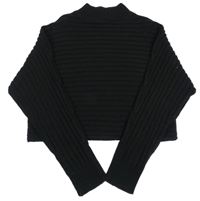 Čierny rebrovaný pletený oversize crop rolák New Look