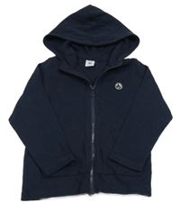 Tmavomodrá prepínaci slabá mikina s nášivkou a kapucňou PETIT BATEAU