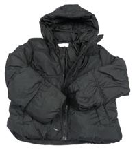 Čierna prešívaná šušťáková zimná bunda s odopínacíá kapucňou H&M