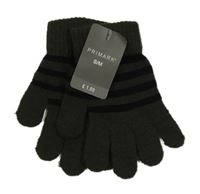 Nové - tmavokhaki-černé prstové rukavice s pruhmi