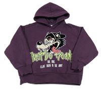 Lilková teplá mikina s Vlkem - Jen počkej zajíci a kapucí ZARA