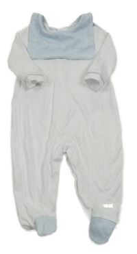 Biely zamatový overal so svetlomodrým golierom blues baby