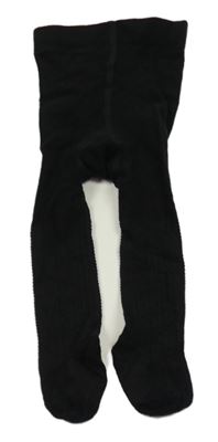 Černé žebrované vzorované punčocháče H&M