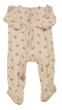 Pudrový puntíkatý overal s mašličkami a volánky Next