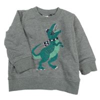 Sivá melírovaná mikina s dinosaurom carter's