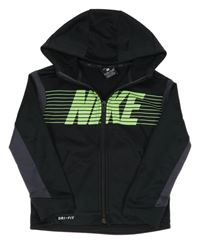 Černo-tmavošedá thermo propínací mikina s logem a kapucí Nike