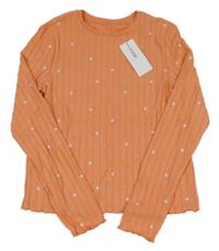 Nové - lososové žebrované úpletové mikinotriko s hviezdičkami George