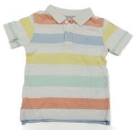 Bílo-barevné pruhované polo tričko s palmou H&M