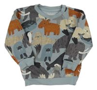 Modrošedá mikina so zvieratkami Nutmeg