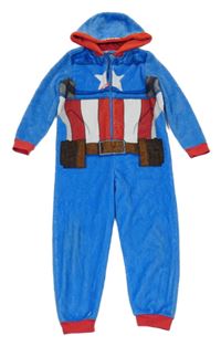 Modro-červená plyšová kombinéza s kapucí - CAPTAIN AMERICA MARVEL