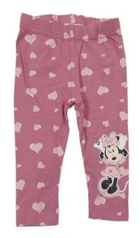 Starorůžové legíny s Minnie a srdíčky Disney