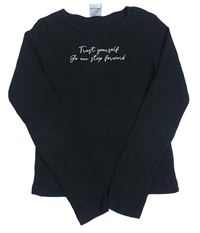 Čierne rebrované crop tričko s nápisom Zara