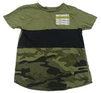 Khaki-černo-army tričko s nápisy Primark