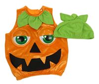 Kockovaným 2set - Oranžové tričko - dýně + zelená čapica Tu