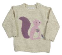 Béžový melírovaný vlněný svetr s veverkou Primark