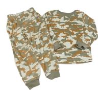 Smetanovo-hnědo-šedé army plyšové pyžamo s dinosaury George
