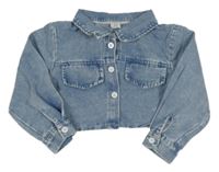 Modrá rifľová crop bunda Shein