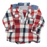 Bílo-červeno-tmavomodrá kostkovaná polo košile H&M