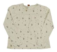 Smetanové puntíkaté triko s květy