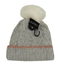 Nové - Šedá melírovaná pletená čepice s bambulí Dunnes