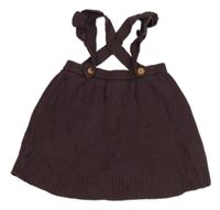 Tmavohnědá žebrovaná pletená sukně s kšandami George