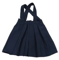 Tmavomodrá skladaná sukňa s trakami