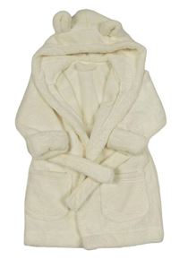 Smetanový chlupatý župan s kapucí s oušky V by Very