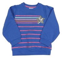 Modrá mikina s pruhmi a hvězdou z flitrů