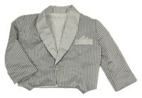 Sivo-čierne pruhované zateplené slávnostné sako